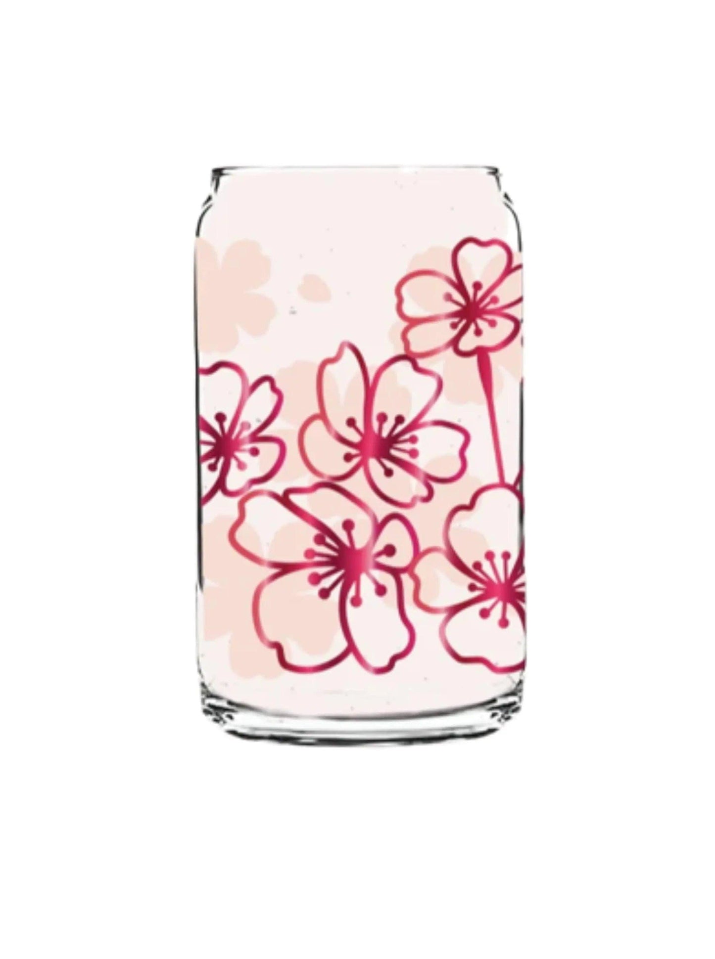Cherry Blossom 16oz Libbey Glass Can - Puppy Artisan