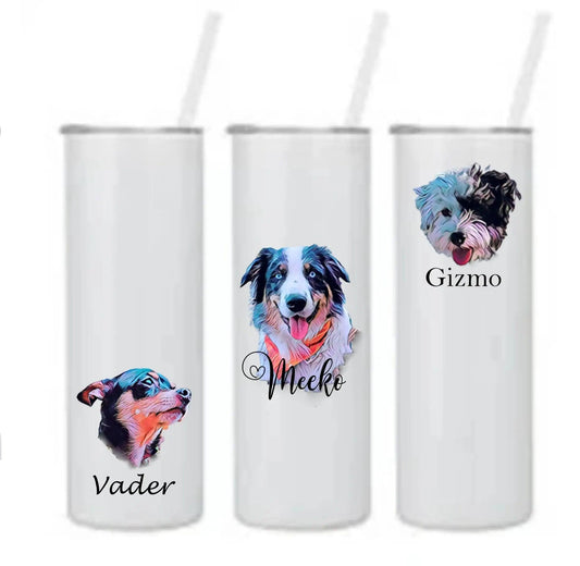 Custom Pet Portrait 20oz Stainless Steel Tumbler - Puppy Artisan