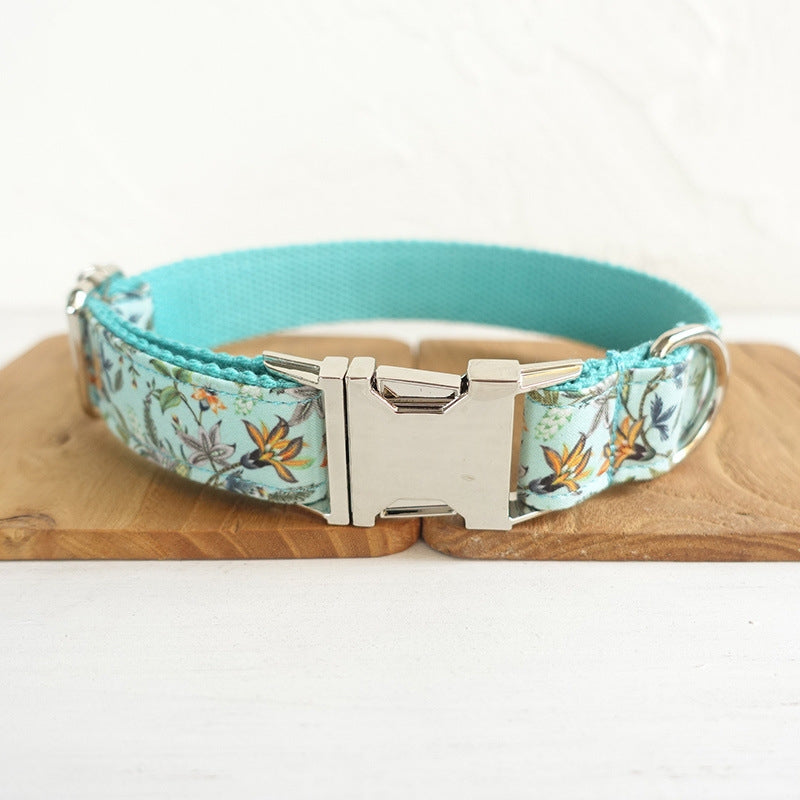 Thermal transfer flower dog collar drawstring bow | Puppy Artisan