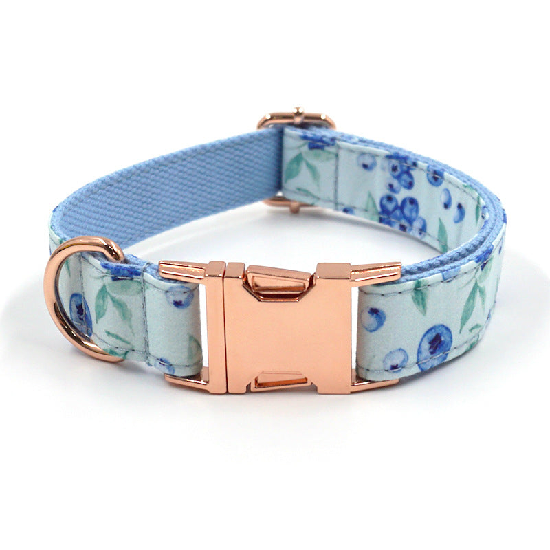 Blueberry Pet Collar Leash Bow Rose Gold Buckle Dog Collar | Puppy Artisan