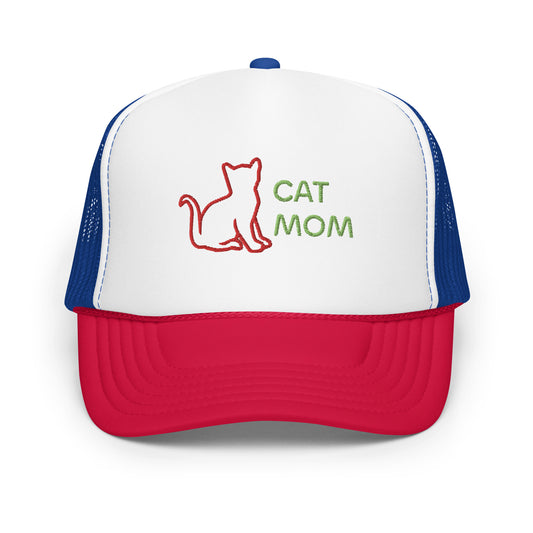 Embroidered Cat Mom Foam Trucker Hat | Puppy Artisan