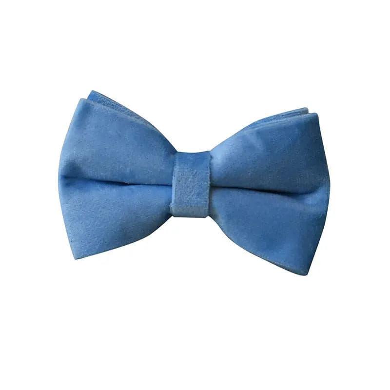 Baby Blue Velvet Collar Leash Bowtie Set - Puppy Artisan