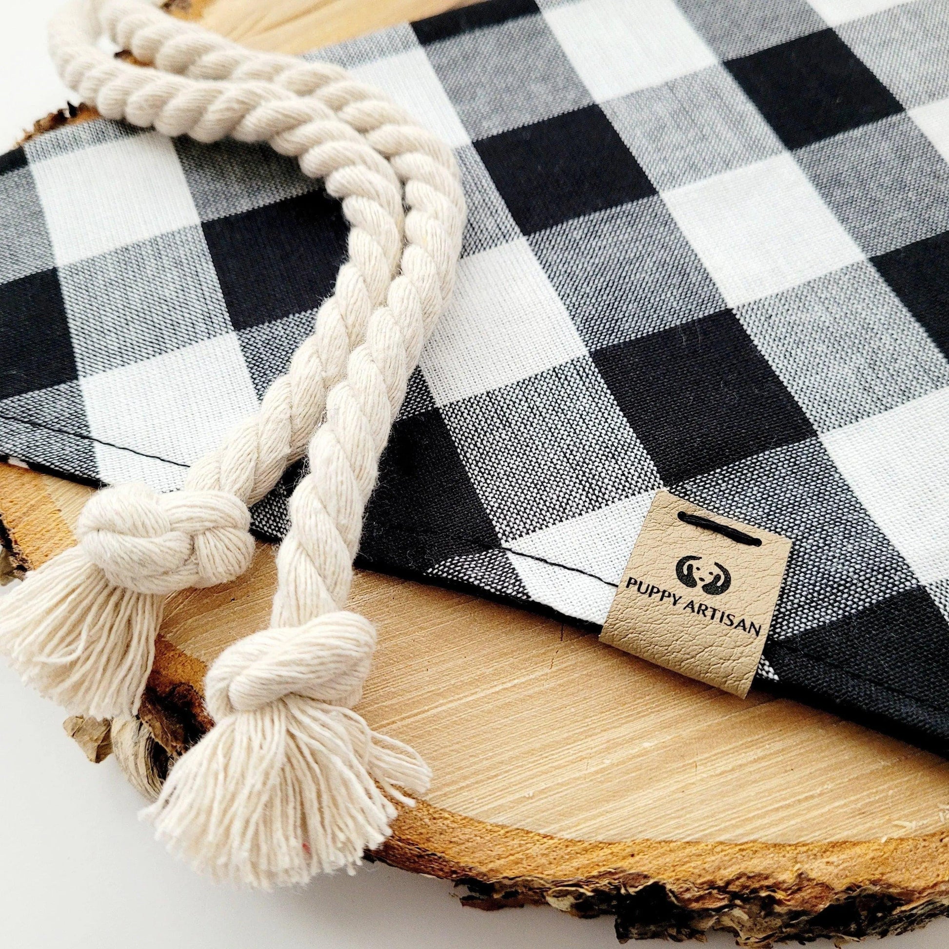 Black and White Plaid Bandana - Puppy Artisan