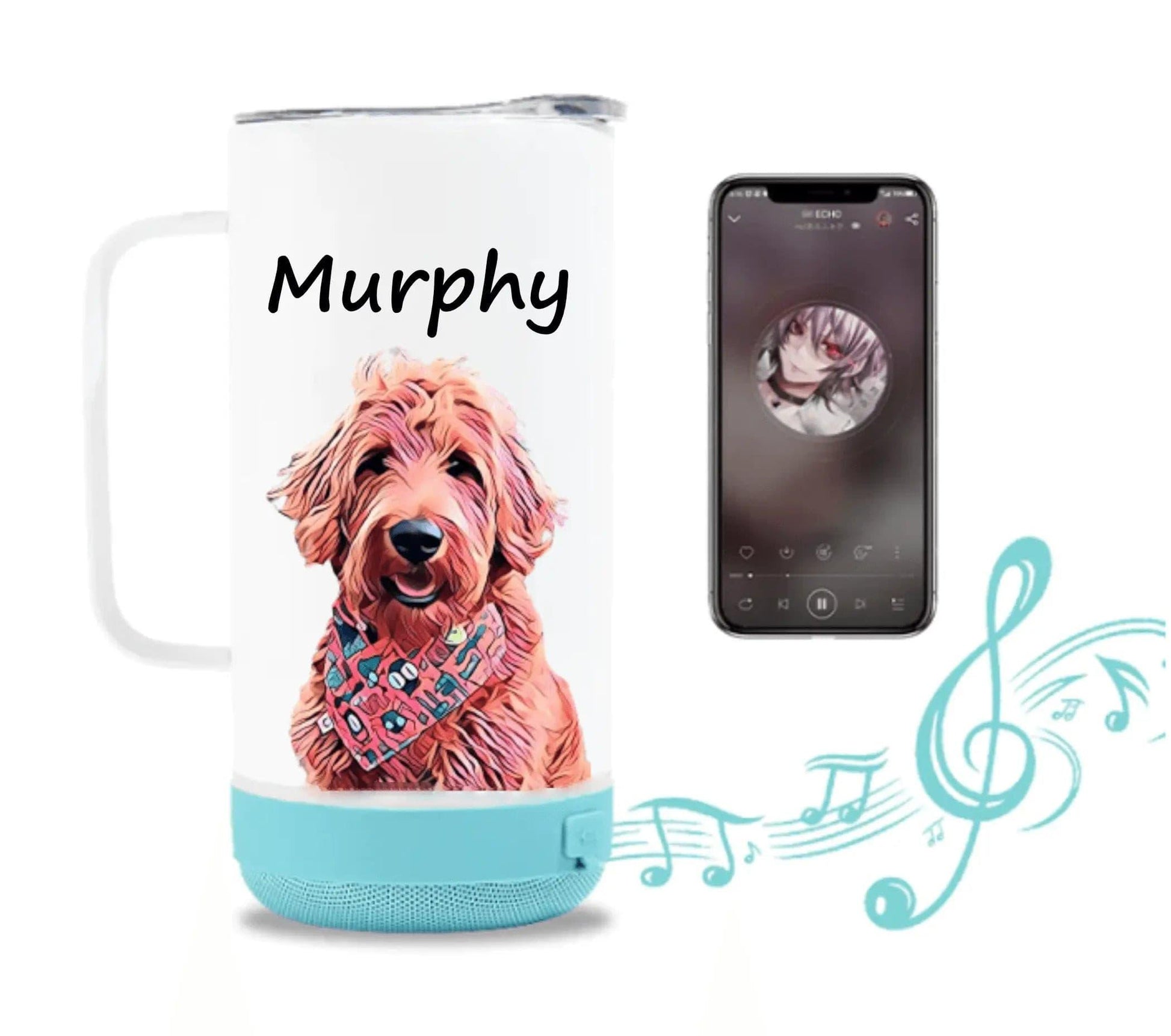 Bluetooth Speaker Custom Pet Portrait 14oz Coffee Mug - Puppy Artisan