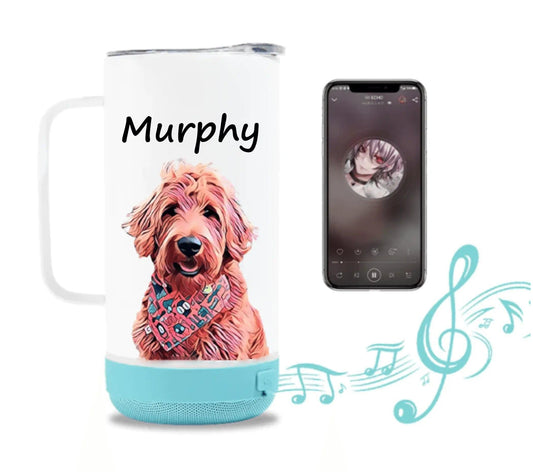 Bluetooth Speaker Custom Pet Portrait 14oz Coffee Mug - Puppy Artisan