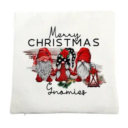 Christmas Gnomies Linen Cushion Cover - Puppy Artisan