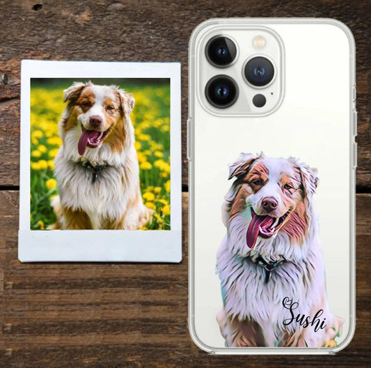 Clear Phone Case Custom Pet Portrait - Puppy Artisan