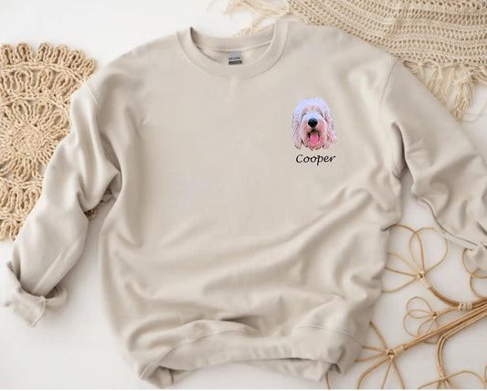 Colorful Custom Pet Portrait Crewneck Sweatshirt - Puppy Artisan