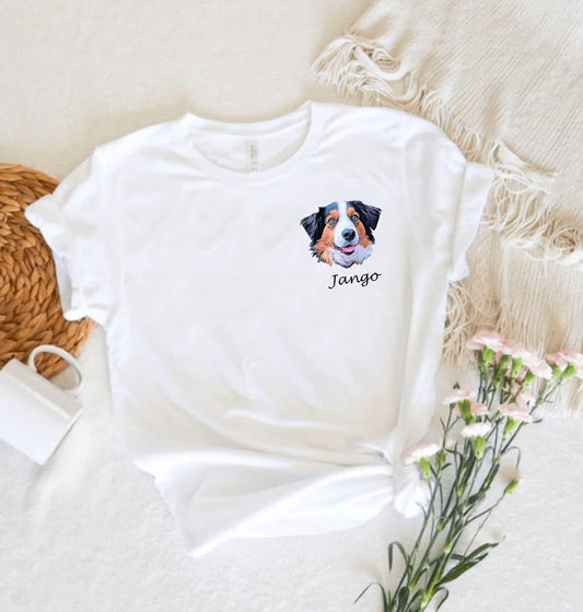 Colorful Custom Pet Portrait Short Sleeve Unisex T-Shirt - Puppy Artisan