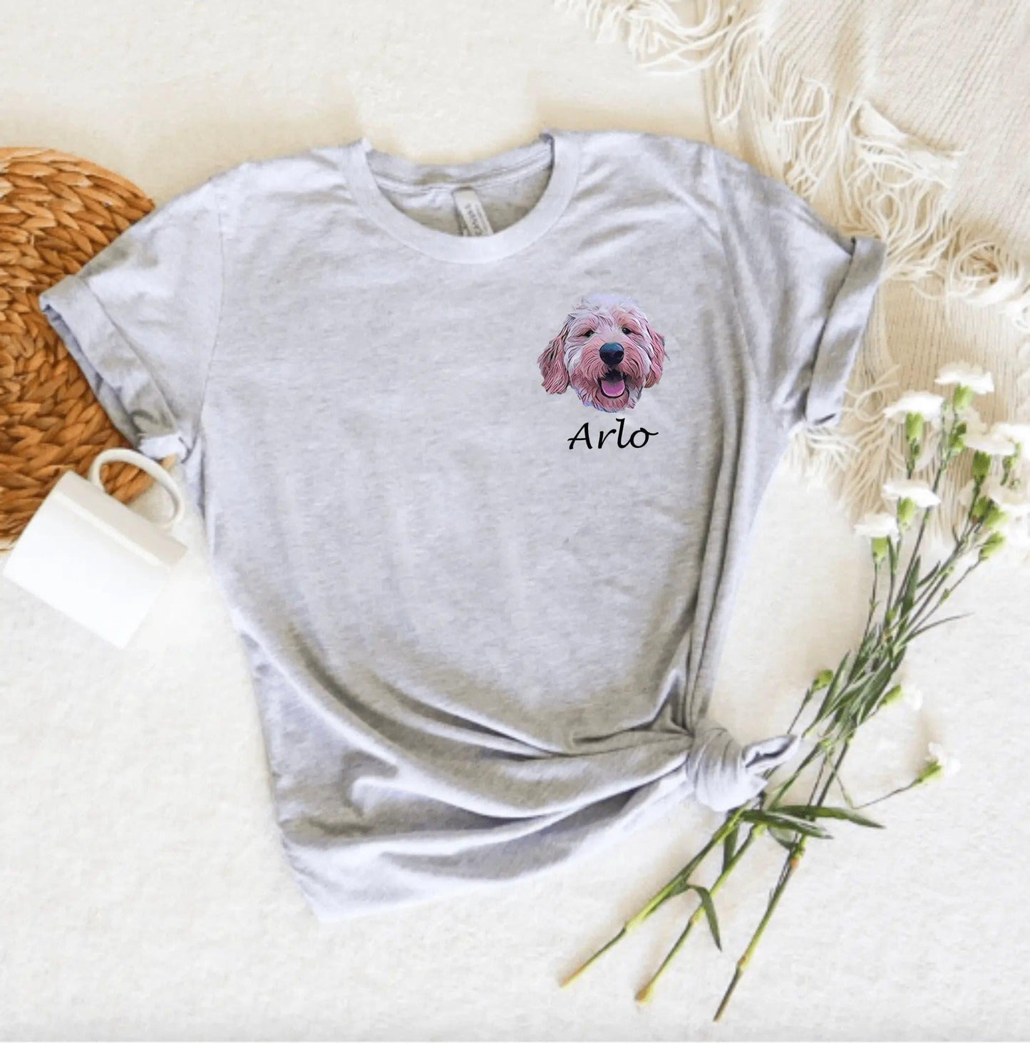 Colorful Custom Pet Portrait Short Sleeve Unisex T-Shirt - Puppy Artisan
