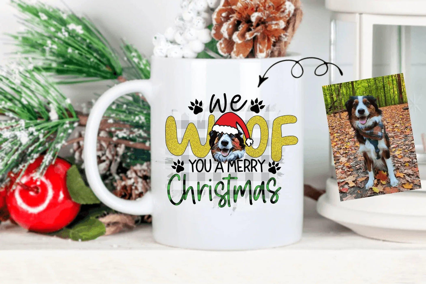 Custom Christmas Pet Portrait 11oz Coffee Mug - Puppy Artisan