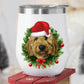 Custom Christmas Pet Portrait 12oz Stainless Steel Wine Tumbler - Puppy Artisan