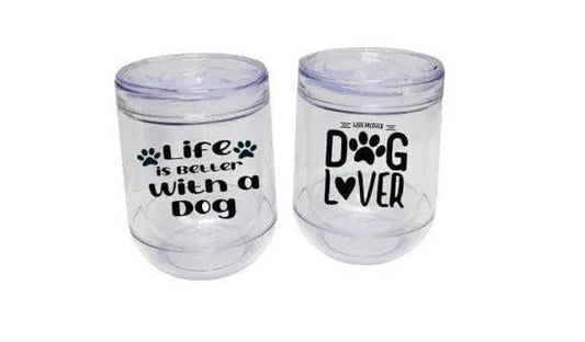 Custom Clear 12oz Wine Tumbler - Puppy Artisan