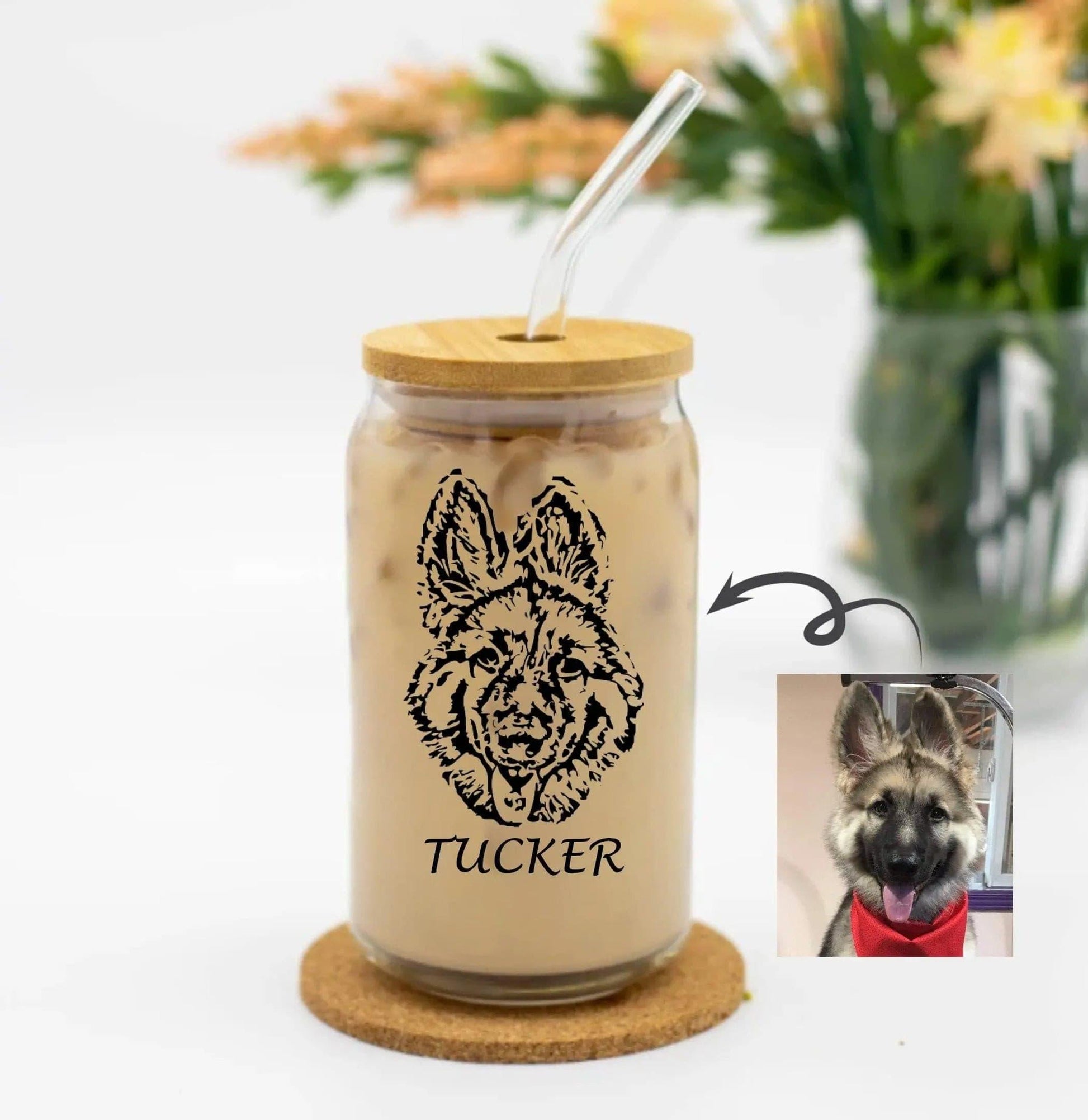 Custom Pet Portrait 16oz Libbey Glass Can - Puppy Artisan