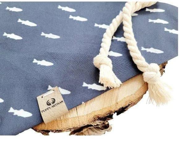 Fish on Navy Bandana - Puppy Artisan