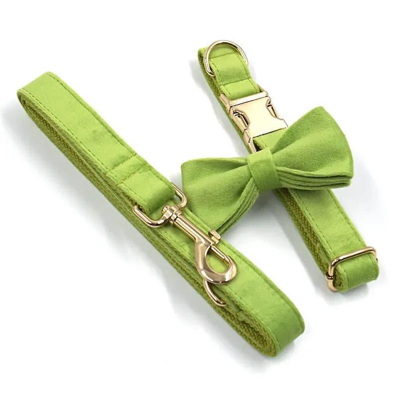 Matcha Green Collar Leash Bowtie Set - Puppy Artisan