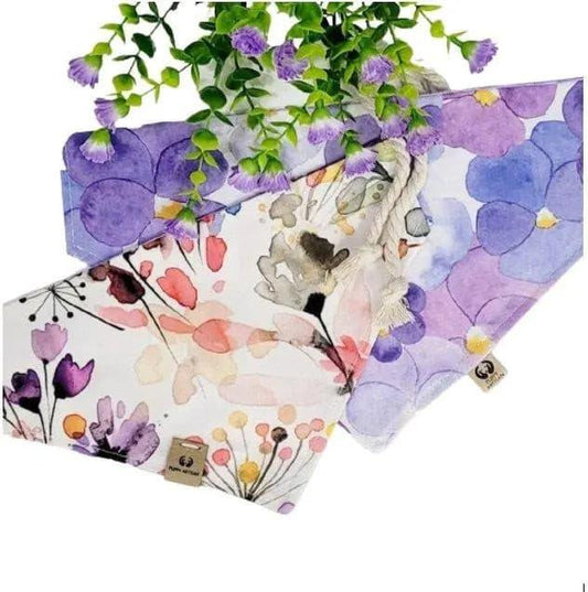 Purple Watercolor Flowers Bandana - Puppy Artisan