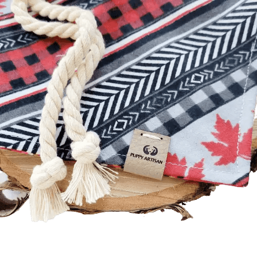 Red Maple Leaves Flannel Bandana - Puppy Artisan