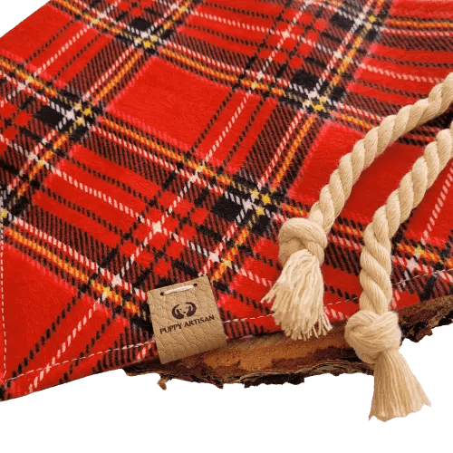 Red Plaid Flannel Bandana - Puppy Artisan