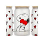 Snoopy's Love 16oz Libbey Glass Can - Puppy Artisan