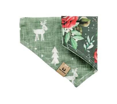 Snowy Christmas Florals Bandana - Puppy Artisan